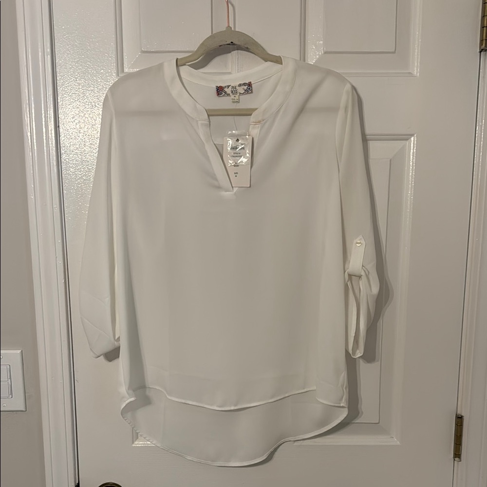 Pink Rose white blouse